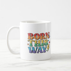RAINBOW FLAG BORN THIS WAY RETRO AESTHETICS '80 COFFEE MUG
