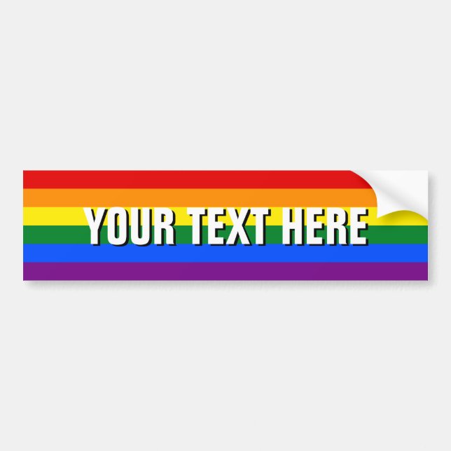 Rainbow flag bumper sticker | personalized text (Front)