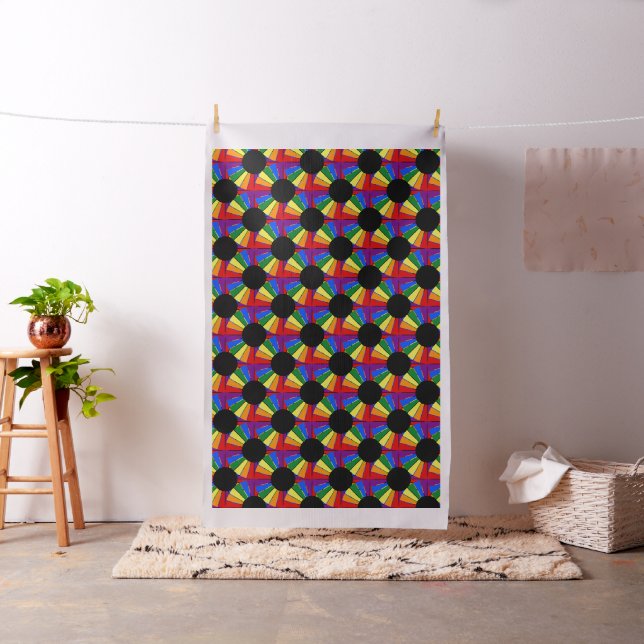RAINBOW FLAG BUTTON RAYS + your backgr. & ideas Fabric (In Situ)