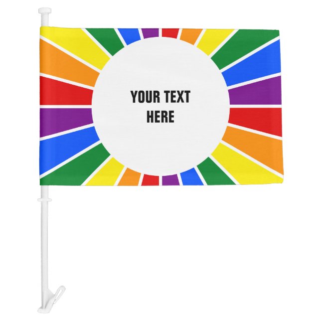 RAINBOW FLAG BUTTON RAYS + your sign or text (Front)