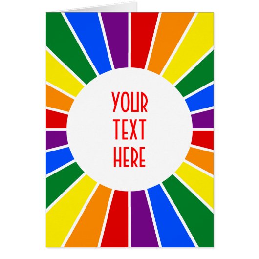 RAINBOW FLAG BUTTON RAYS + your sign or text Cards (Front)