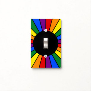 RAINBOW FLAG BUTTON RAYS + your sign or text Light Switch Cover
