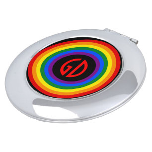RAINBOW FLAG BUTTON + your sign or monogram Compact Mirror