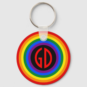 RAINBOW FLAG BUTTON + your sign or monogram Keychain