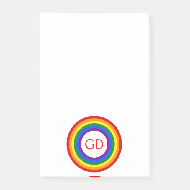RAINBOW FLAG BUTTON + your sign or monogram Post-it Notes (Front)