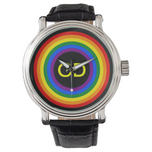 RAINBOW FLAG BUTTON + your sign or monogram Watch