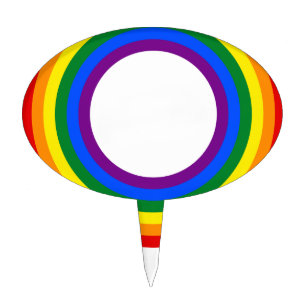 RAINBOW FLAG BUTTON + your sign or text Cake Topper