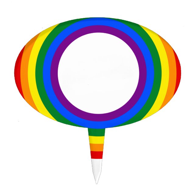 RAINBOW FLAG BUTTON + your sign or text Cake Topper (Front)