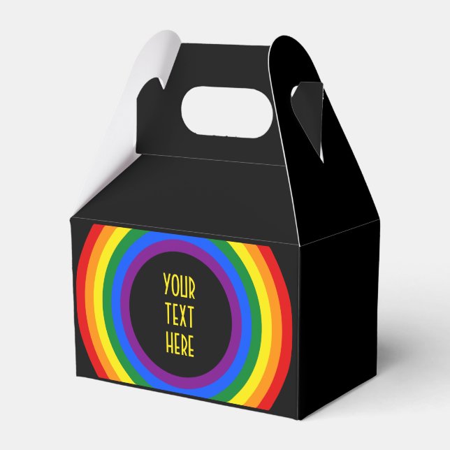 RAINBOW FLAG BUTTON + your sign or text Favor Boxes (Front Side)