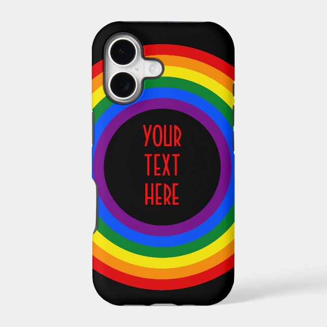 RAINBOW FLAG BUTTON + your sign or text Iphone Case (Back)
