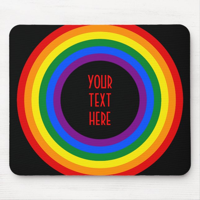 RAINBOW FLAG BUTTON + your sign or text Mouse Pad (Front)