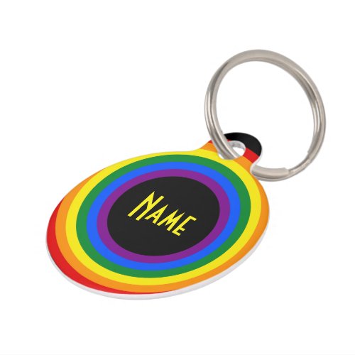 RAINBOW FLAG BUTTON  your sign or text Pet Name Tag