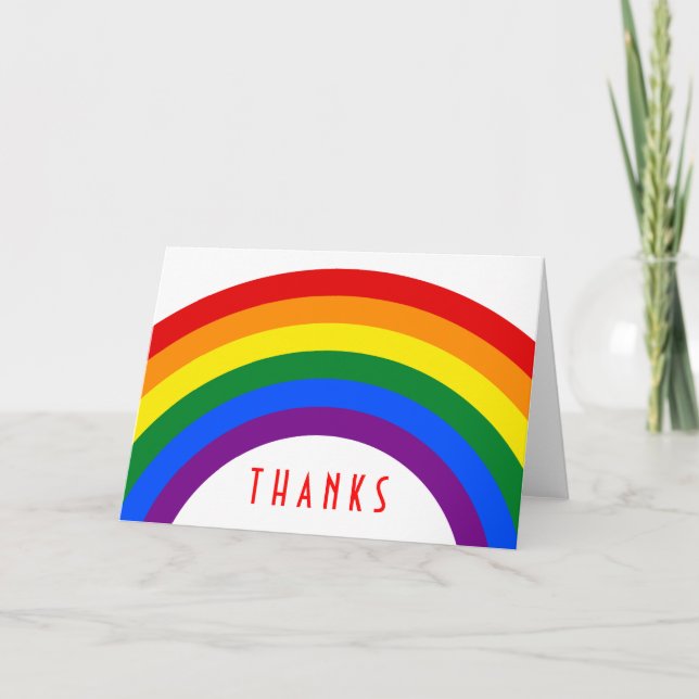 RAINBOW FLAG BUTTON + your sign or text Thank You Card (Front)