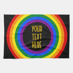 RAINBOW FLAG BUTTON + your sign or text Towel
