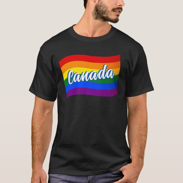 Rainbow Flag Canada Canadian Gay Pride LGBT LGBTQ T-Shirt (Front)