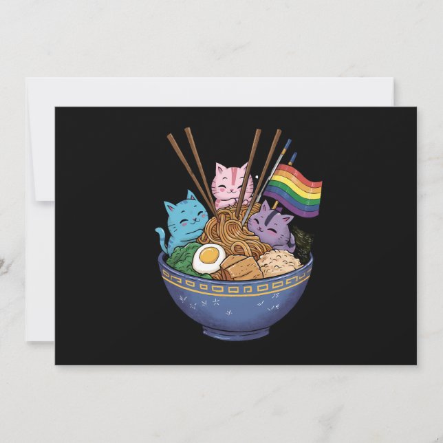 Rainbow Flag Cats Ramen Anime Gay Pride Month LGBT Invitation (Front)