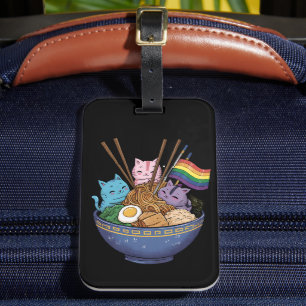 Rainbow Flag Cats Ramen Anime Gay Pride Month LGBT Luggage Tag