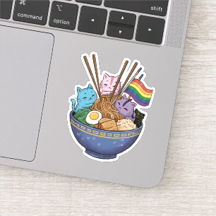 Rainbow Flag Cats Ramen Anime Gay Pride Month LGBT Sticker