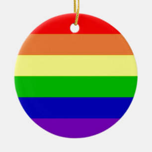 Rainbow Flag Ceramic Ornament