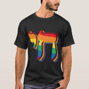 Rainbow Flag Chai Symbol Jewish Gay Pride Jew T-Shirt