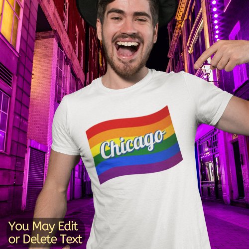 Rainbow Flag Chicago Gay Pride LGBT LGBTQ T_Shirt