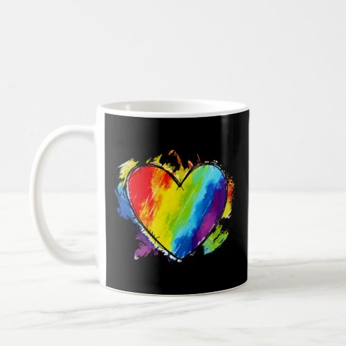 Rainbow Flag Colored Heart LGBTQ Lesbian Gay Prid Coffee Mug