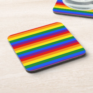 RAINBOW FLAG COLORS BEVERAGE COASTER