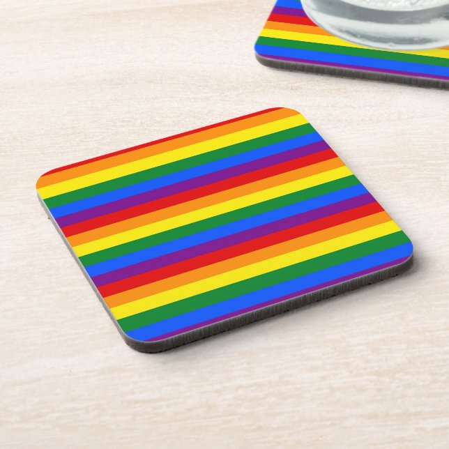 RAINBOW FLAG COLORS BEVERAGE COASTER (Left Side)