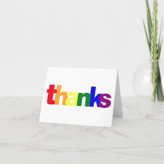 Rainbow Flag Colors Folded Thank You Card | Zazzle.com