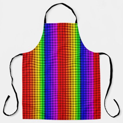 Rainbow Flag Colors Gay Plaid Design GLBTQ Apron