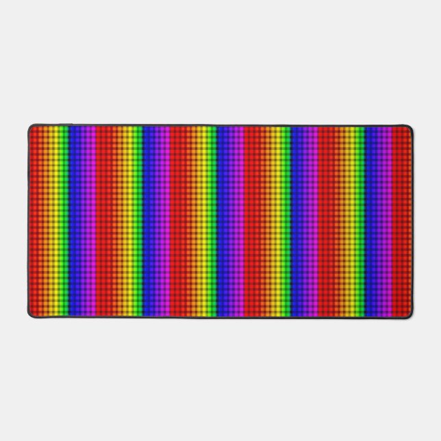 Rainbow Flag Colors Gay Plaid Design GLBTQ Desk Mat (Front)