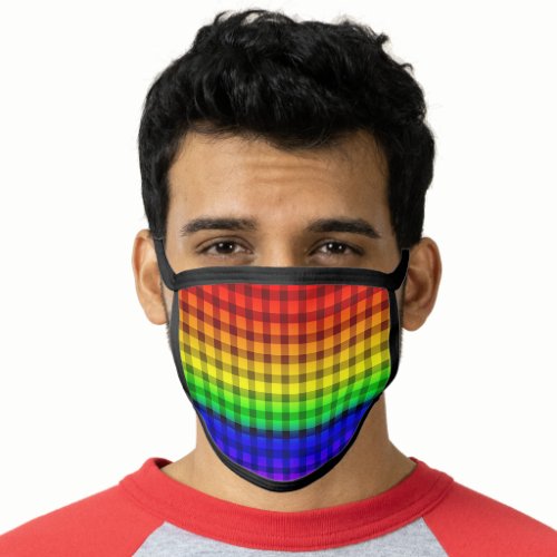 Rainbow Flag Colors Gay Plaid Design GLBTQ Face Mask