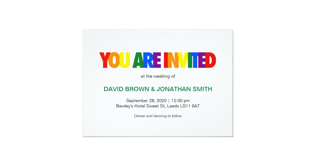 Rainbow Flag Colors Gay Wedding Invitations Zazzle Com