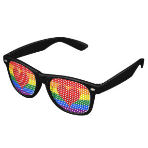 RAINBOW FLAG COLORS & red heart + your ideas Retro Sunglasses