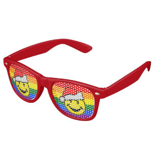 RAINBOW FLAG COLORS & santa claus Retro Sunglasses