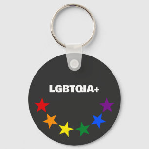 RAINBOW FLAG COLORS STARS + your ideas Keychain
