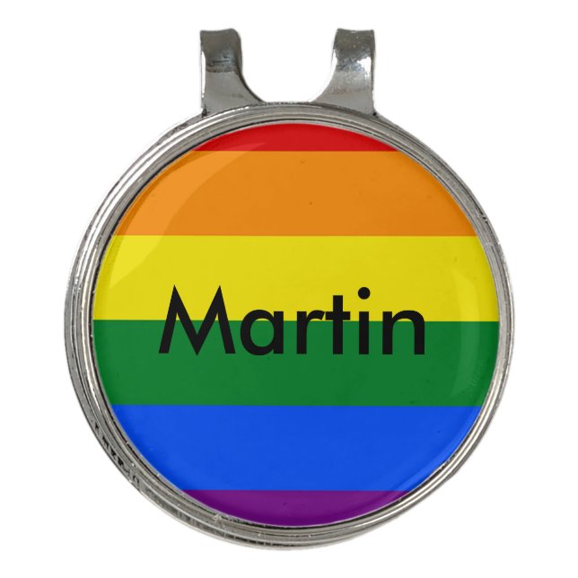 RAINBOW FLAG COLORS stripes + your ideas Golf Hat Clip (Front)