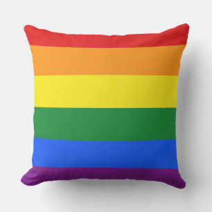 RAINBOW FLAG COLORS stripes + your ideas Outdoor Pillow