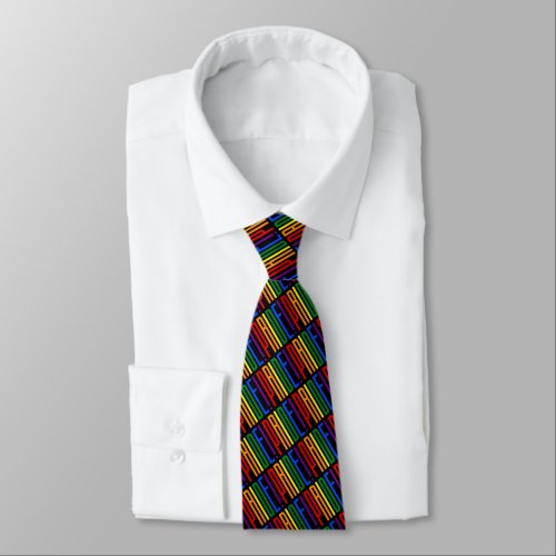 Rainbow Flag Colors Text Pattern Gay Pride LGBT Neck Tie