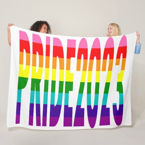 Rainbow Flag Colors Typography LGBT Gay Pride Flee Fleece Blanket