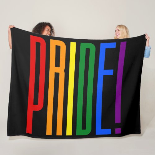 Rainbow Flag Colors Typography LGBT Gay Pride Fleece Blanket