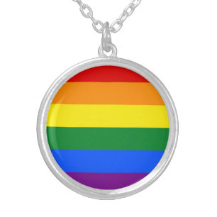 RAINBOW FLAG COLORS + your ideas Silver Plated Necklace