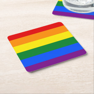 RAINBOW FLAG COLORS + your ideas Square Paper Coaster