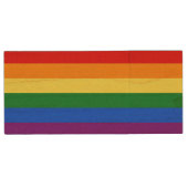 RAINBOW FLAG COLORS + your ideas Wood Flash Drive (Front)