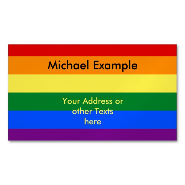RAINBOW FLAG COLORS + your text & ideas Business Card Magnet (Front)