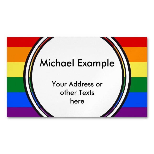 RAINBOW FLAG COLORS + your text & ideas Business Card Magnet (Front)