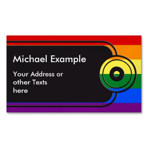 RAINBOW FLAG COLORS  your text  ideas Magnetic Business Card