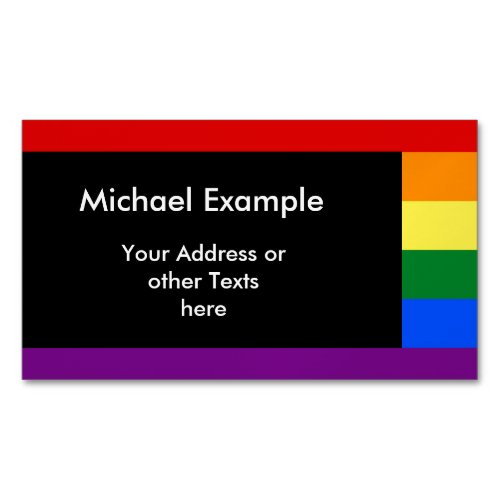 RAINBOW FLAG COLORS  your text  ideas Magnetic Business Card