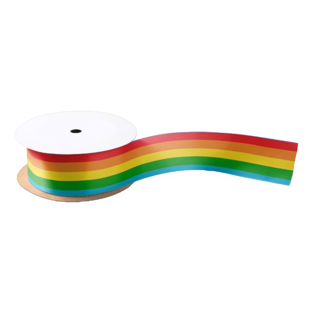 Rainbow Flag Colourful Striped Satin Ribbon (Spool)
