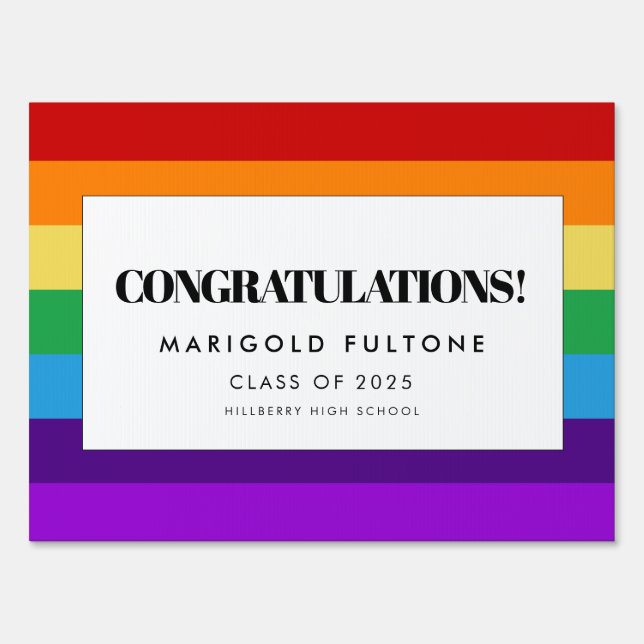 Rainbow flag Congratulations graduate Sign (Front)